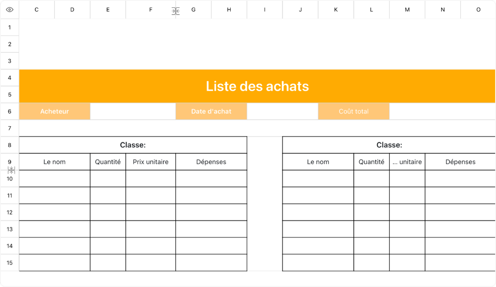 Liste des achats 5